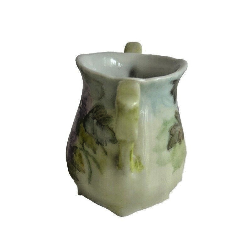 Elegant White Porcelain Miniature Purple Flowers Artist Signed Vase - Picture 4 of 6